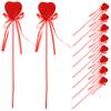 MAGICLULU 10-Piece Heart-Shaped Foam Picks with Glitter, Romantic Valentine's Day Decorations with Elegant Red Bows view 1