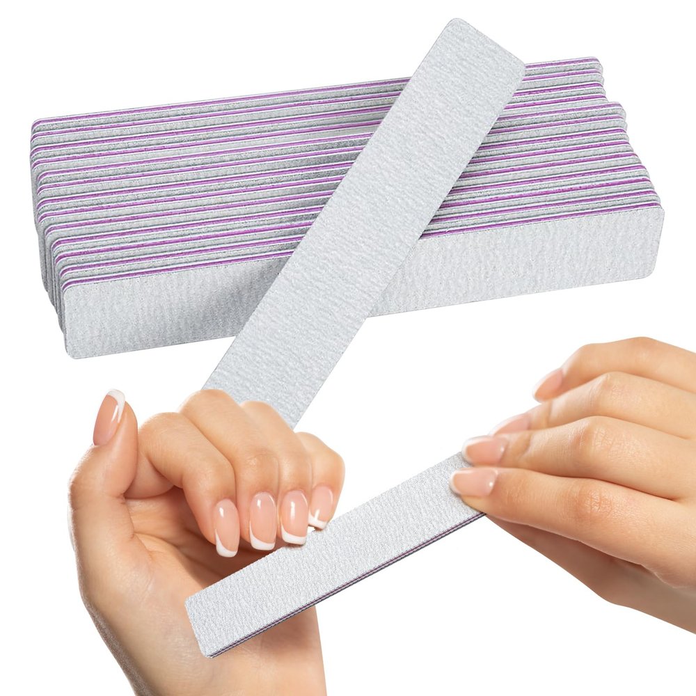 Coarse Nail Files, 100/180 Grit, for Acrylic and Natural Nails, 25-Pack