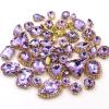 LYHYDMA Rhinestone Mix, Mixed Sizes and Shapes, Cup Chain Trim, Crystal Stones, Gold Claw Settings, Glass Rhinestones for Sewing and Clothing Accessories (Crystal Violet) view 1