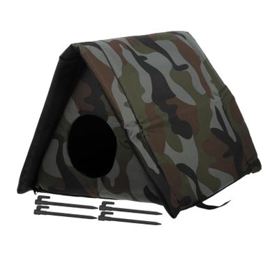 HOUDERCO Insulated Outdoor Cat House, Weatherproof Elevated Shelter for Outdoor Cats