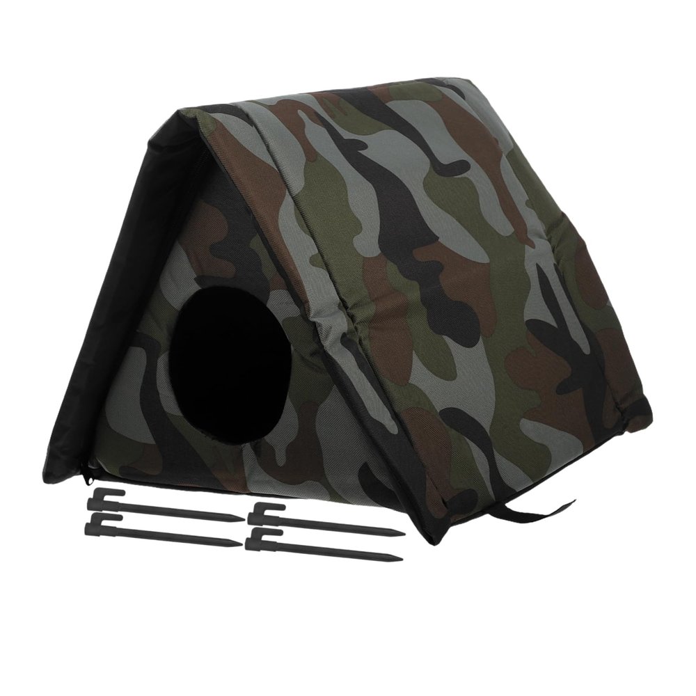 HOUDERCO Insulated Outdoor Cat House, Weatherproof Elevated Shelter for Outdoor Cats