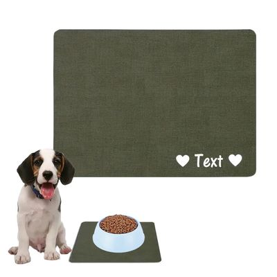 Mateju Pet Bowl Mat for Dogs and Cats, Non-Slip, Absorbent, Quick-Drying, Dark Green, 3.50 x 80 cm