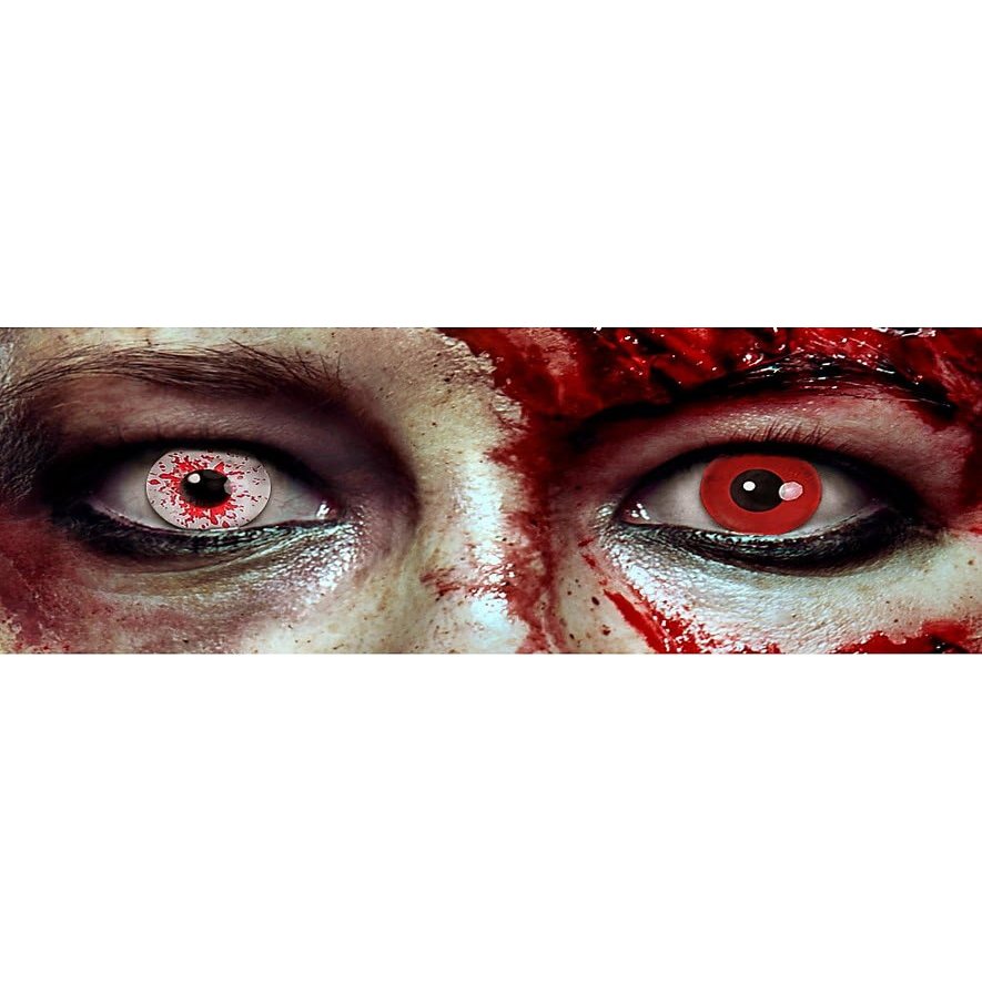 Transformation Contact Lenses – Duo Design (White & Red) – Colored 7-Day Effect Lenses, Plano