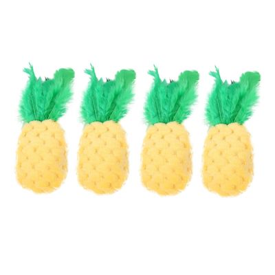 YARNOW 4-Piece Interactive Plush Pineapple Cat Toys with Catnip
