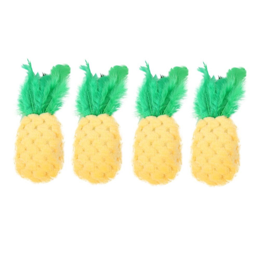 YARNOW 4-Piece Interactive Plush Pineapple Cat Toys with Catnip
