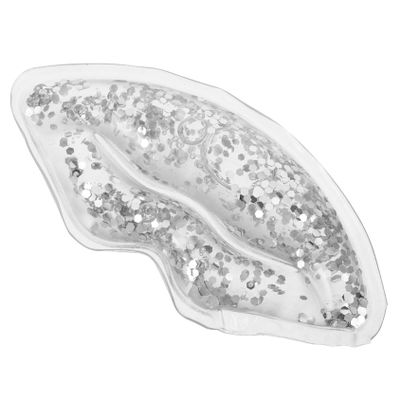 Lip-Shaped Gel Compress, 8 cm, PVC, Silver, Reusable