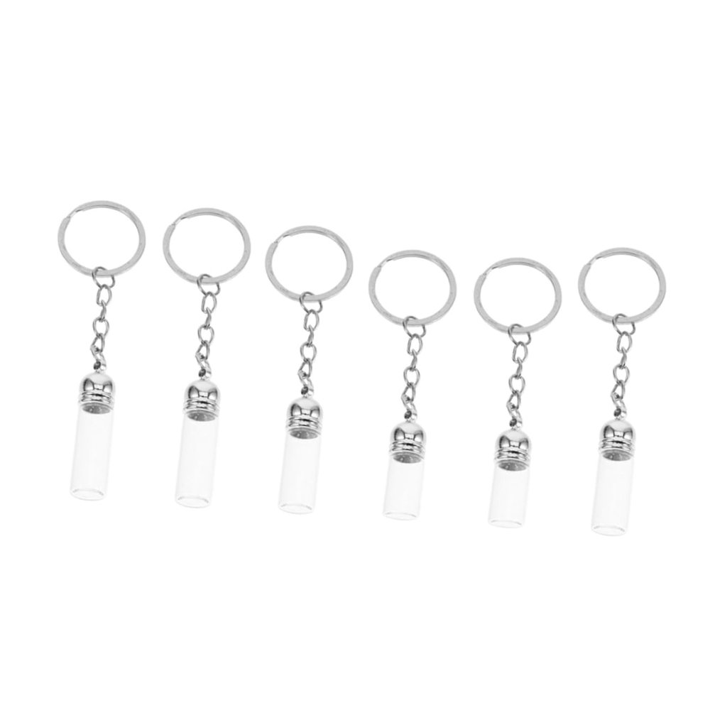 BESTonZON 6-Piece Clear Glass Perfume Bottles with Keychains