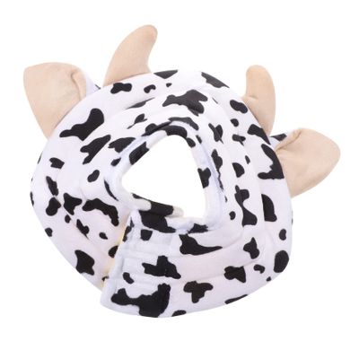 JUMPLAWN Plush Dog Protective Collar for Licking, White, Cow-Shaped