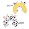 JUMPLAWN Plush Dog Protective Collar for Licking, White, Cow-Shaped view 2