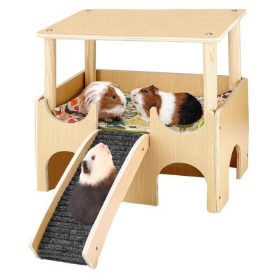 Double-Layer Wooden Hamster House with Ladder