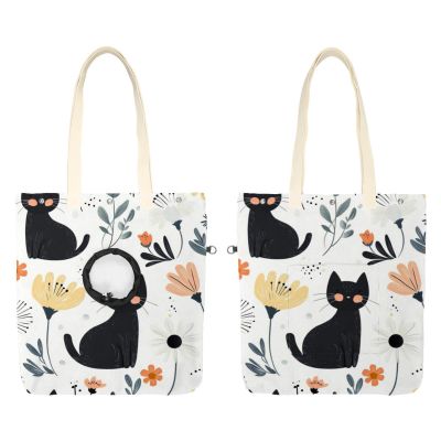 Cat Flower (10) Canvas Shoulder Carrier Bag