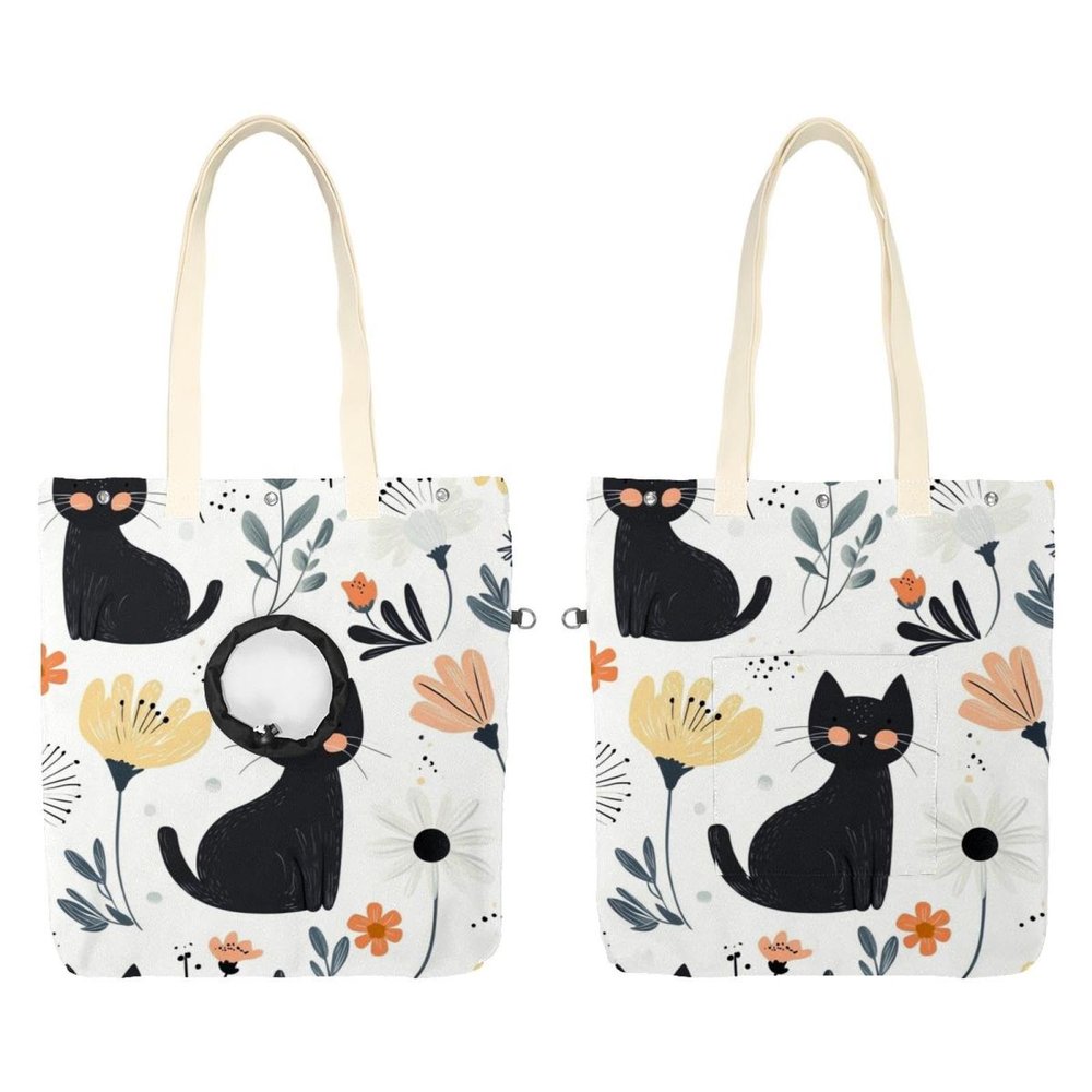 Cat Flower (10) Canvas Shoulder Carrier Bag