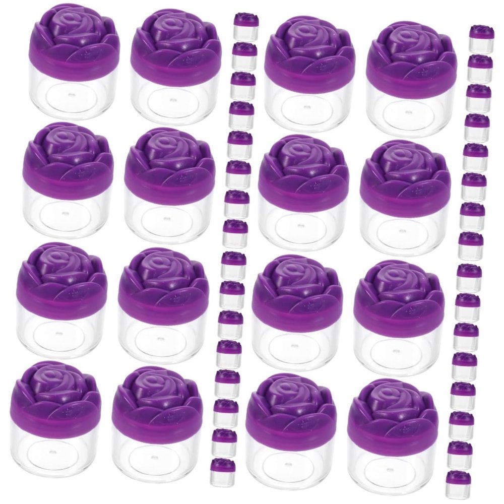 FRCOLOR 48-Piece Refillable Cosmetic Jars with Rose-Flower Lids