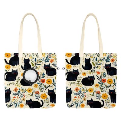 Black Cats and Flowers (42) Canvas Pet Shoulder Carrier