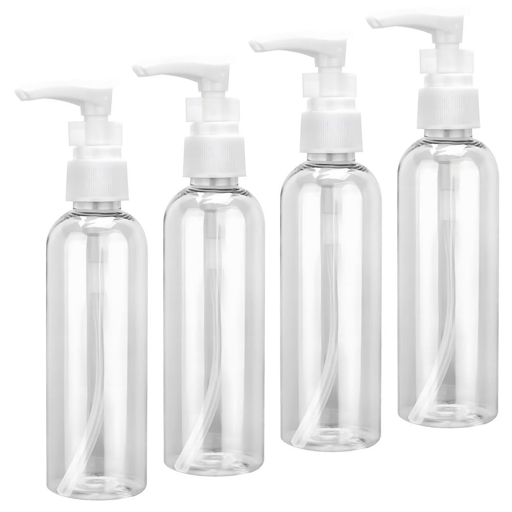 4-Pack 100 ml Transparent Airless Pump Bottles