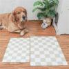 Hearda Dog Feeding Mat, Checkerboard Style, Non-Slip, Absorbent, Quick-Drying, Beige, 50 x 80 cm view 1