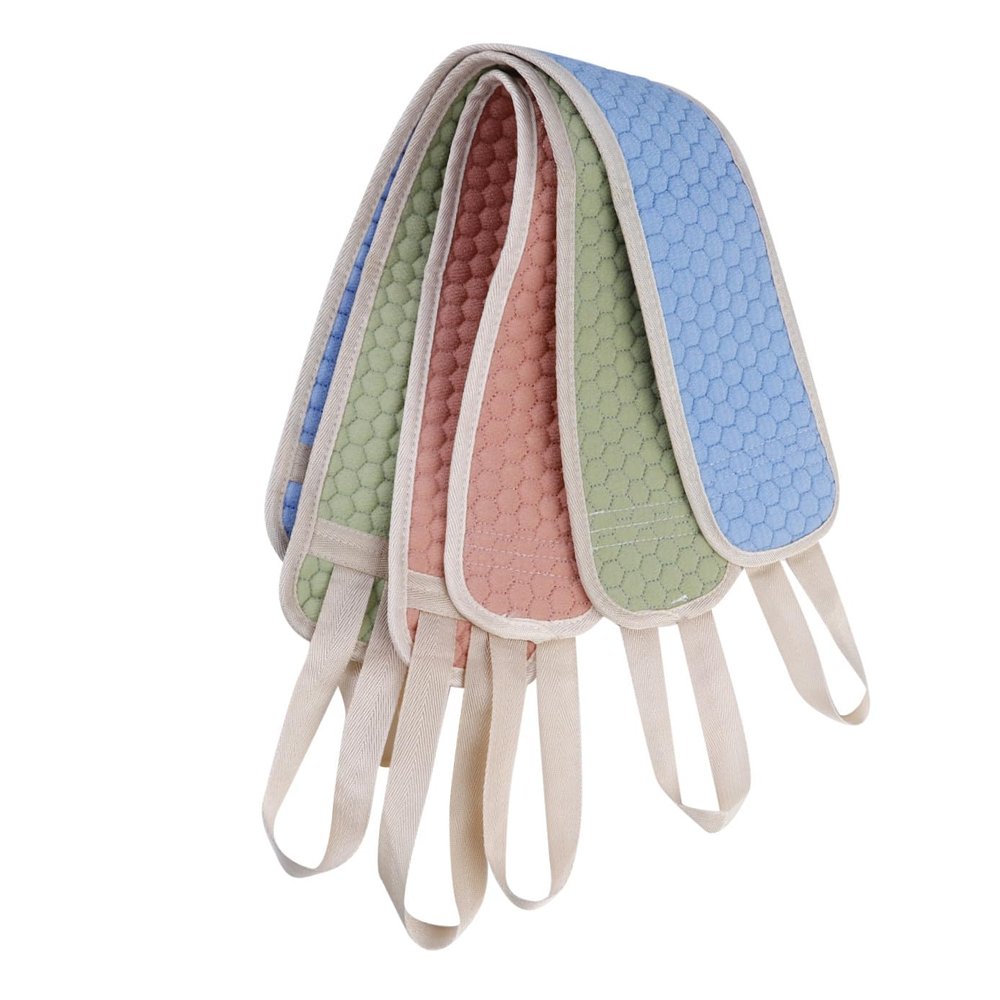 FOMIYES 3-Pack Double-Sided Thick Shower Scrubbers with Long Straps, Assorted Colors