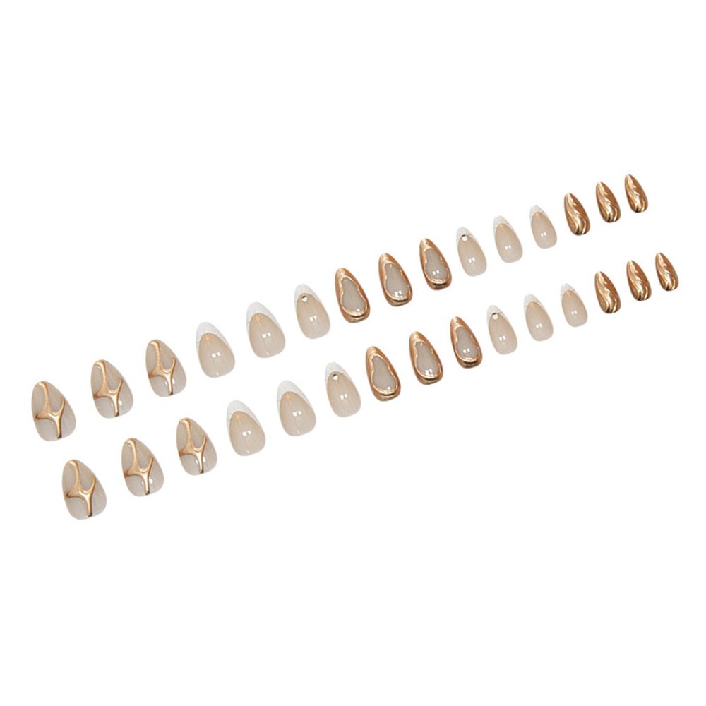24 Short Almond Press-On Nails with 3D Sun Design