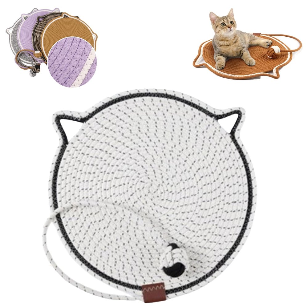 Celery Pets Clawloom Dual Cat Scratching Pad, Natural Cotton Rope, White, 14 in