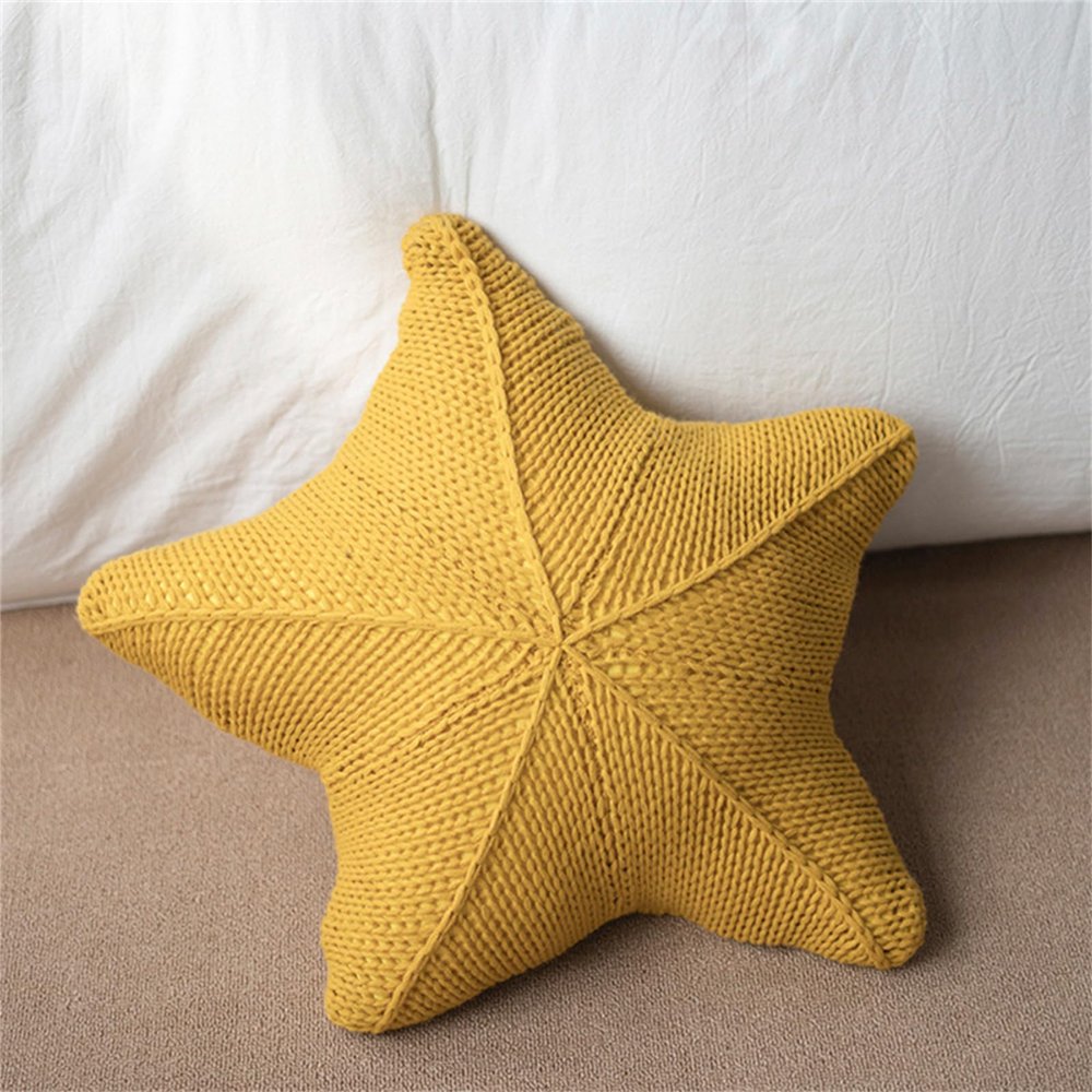 Ueiwffzo Star Plush Pillow, 45 × 53 cm, Yellow