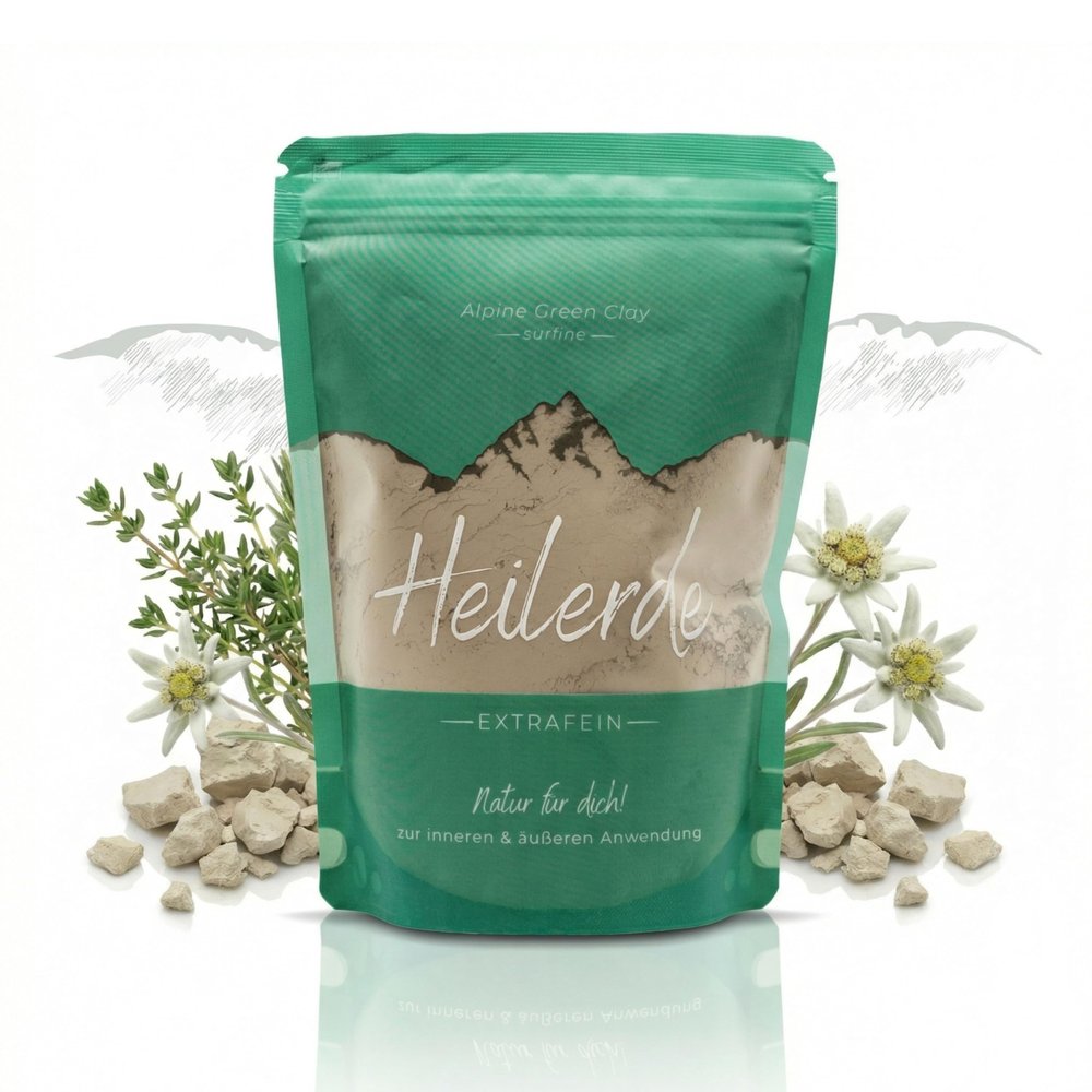 100% Natural Healing Clay, 400 g – Green Alpine Clay for Internal & External Use