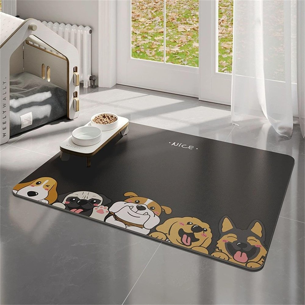 Hearda Pet Feeding Mat for Dogs and Cats, Non-Slip, Absorbent, Quick-Drying, 60 x 90 cm