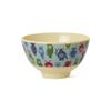 RICE Small Melamine Children's Bowl, Light Blue, Monsters Print view 1