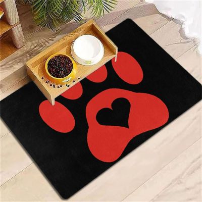 Hearda Pet Feeding Mat for Dogs and Cats, Non-Slip, Absorbent, Fast-Drying, Red F, 20 x 30 cm