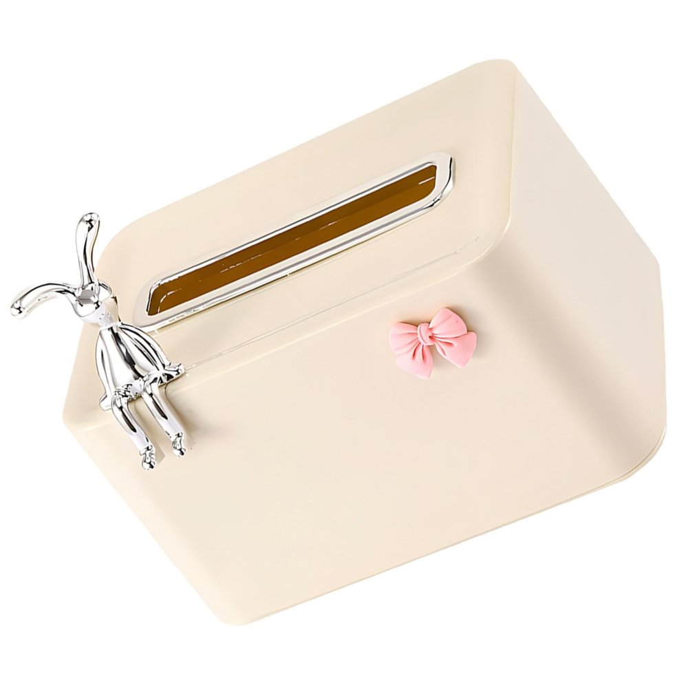 HOOTNEE Desktop Tissue Box Cover, Cute Cartoon Style with Spring-Loaded Lid