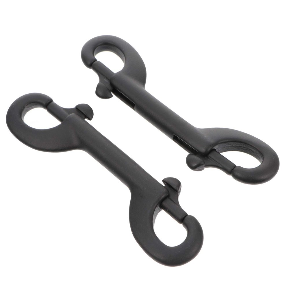 Homoyoyo Black Stainless Steel Double-Ended Snap Hooks with Double Snap Closures, 2-Pack