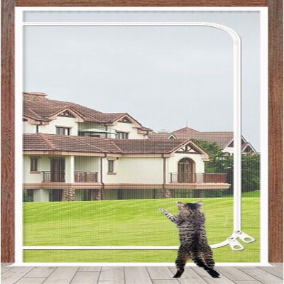 DTREEL Self-Adhesive Pet Screen Door with Zipper, 85 x 200 cm, Mesh Door Curtain for Balcony, Living Room, or Bedroom (100 x 210 cm)
