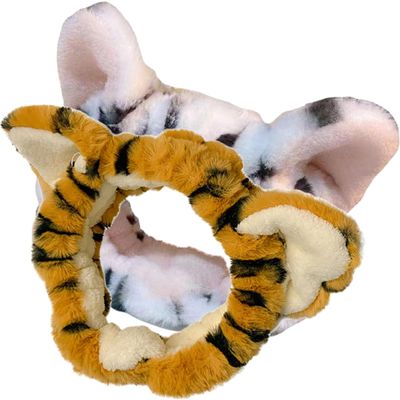 2-Pack Plush Tiger Ear Headbands for Women