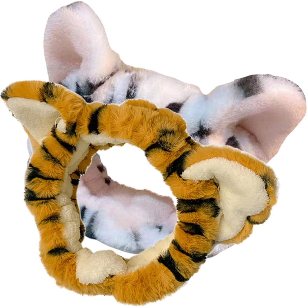 2-Pack Plush Tiger Ear Headbands for Women
