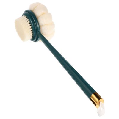 Double-Sided Shower Brush with Long Handle and Soft Bristles