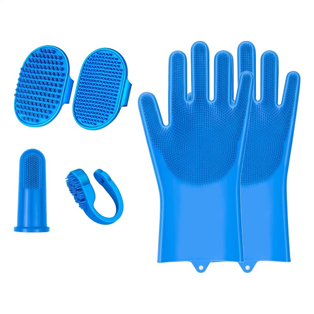 Pet Bath Gloves for Dogs and Kittens, Silicone Shampoo Brush