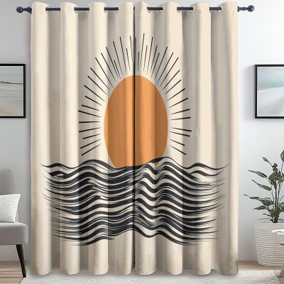 Blackout Thermal Curtains with Grommets, Vintage Simple Sun, 200 x 70 cm, 2-Pack