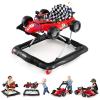 COSTWAY 4-in-1 Car-Shaped Baby Walker with Wheels, Red view 1