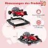 COSTWAY 4-in-1 Car-Shaped Baby Walker with Wheels, Red view 3