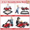 COSTWAY 4-in-1 Car-Shaped Baby Walker with Wheels, Red view 4