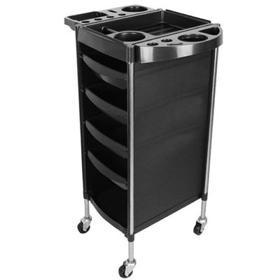 HYKJCSS Salon Trolley with 4 Drawers, Side Shelf, Black