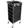 HYKJCSS Salon Trolley with 4 Drawers, Side Shelf, Black view 1