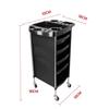 HYKJCSS Salon Trolley with 4 Drawers, Side Shelf, Black view 2