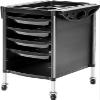 HYKJCSS Salon Trolley with 4 Drawers, Side Shelf, Black view 3