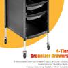 HYKJCSS Salon Trolley with 4 Drawers, Side Shelf, Black view 4