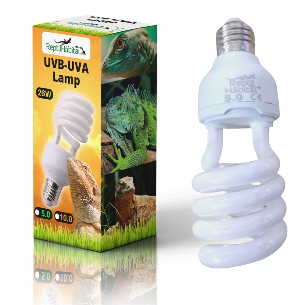 ReptilHbitat UVB 5.0 UVA 26W E27 Lamp for Terrariums with Reptiles, Plants and Turtles