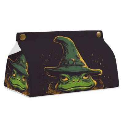 Frog Avatar Printed PU Leather Tissue Box Cover for Toilet Tank, Nightstand or Car