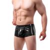 Bauzuoyo Men's Latex Brief with Hole, Wetlook Open Boxers, Black/Red view 1