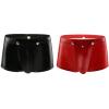 Bauzuoyo Men's Latex Brief with Hole, Wetlook Open Boxers, Black/Red view 2