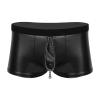 Bauzuoyo Men's Latex-Look Briefs with Cutout, Black/Red view 2