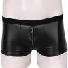 Bauzuoyo Men's Latex-Look Briefs with Cutout, Black/Red view 4